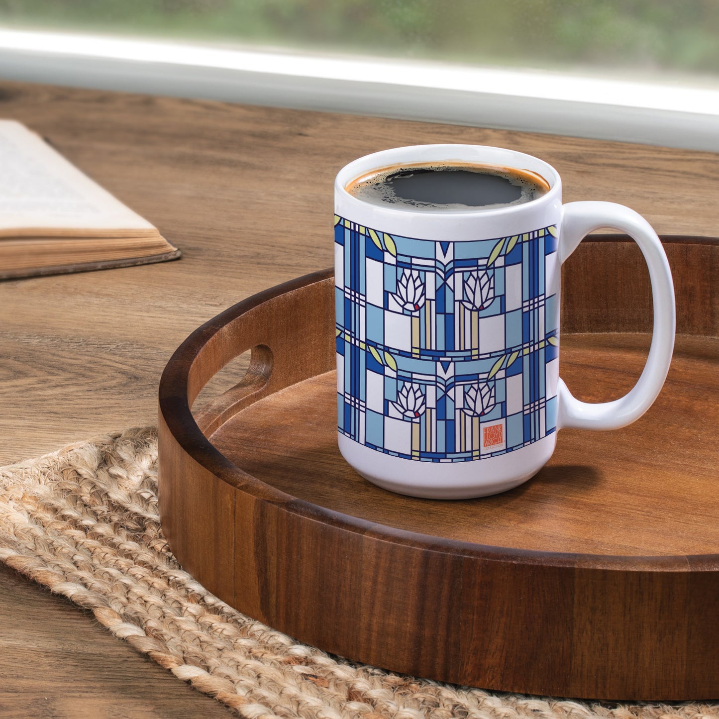 Frank Lloyd Wright's Waterlilies Design on 15 oz. Ceramic Mug Manufactured in the USA
