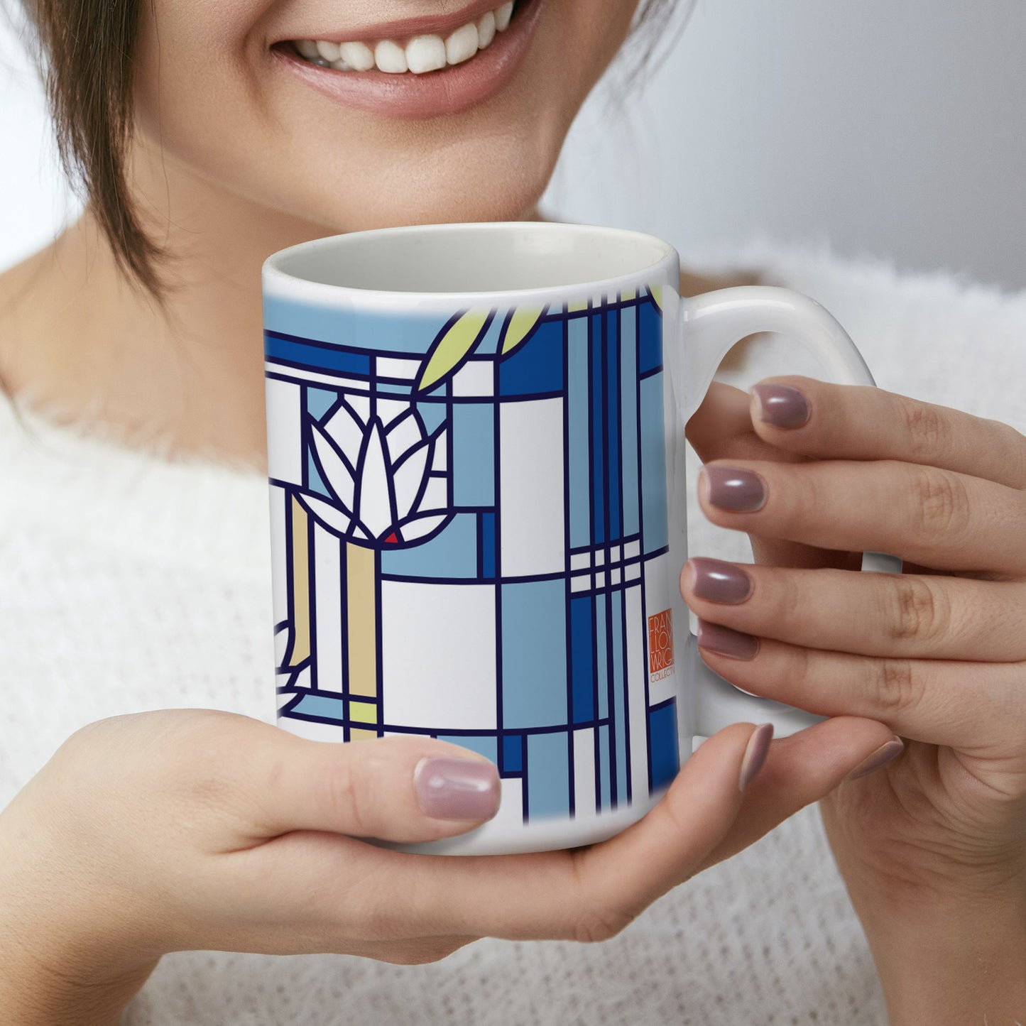 Highland Home Waterlilies Design by Frank Lloyd Wright 15 oz. Ceramic Mug Manufactured in the USA Dishwasher Safe Microwave Safe