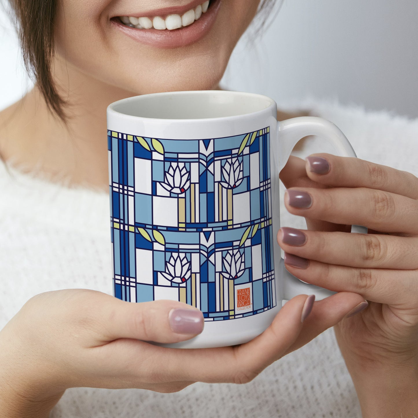 Frank Lloyd Wright's Waterlilies Design on 15 oz. Ceramic Mug Manufactured in the USA