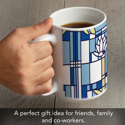 Highland Home Waterlilies Design by Frank Lloyd Wright 15 oz. Ceramic Mug Manufactured in the USA Dishwasher Safe Microwave Safe