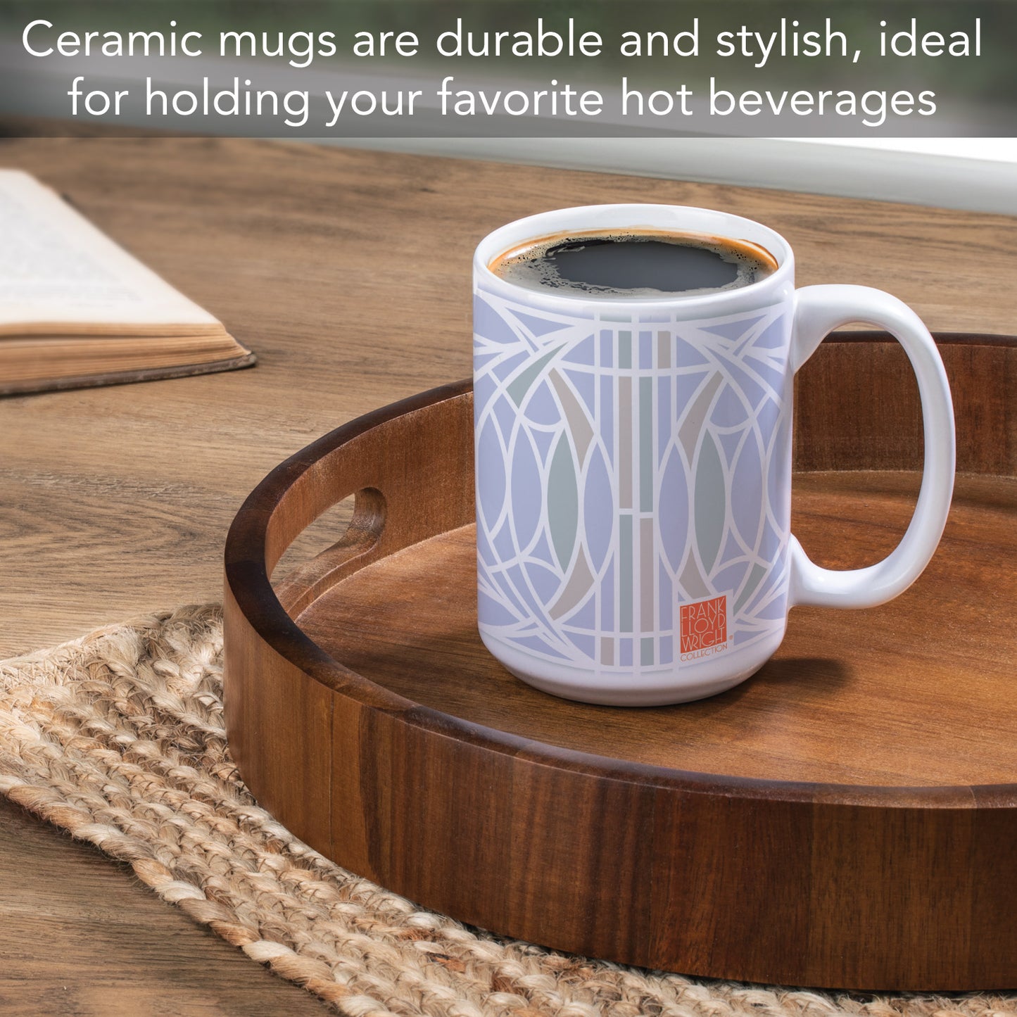 Highland Home Blossom Design by Frank Lloyd Wright 15 oz. Ceramic Mug Manufactured in the USA Dishwasher Safe Microwave Safe