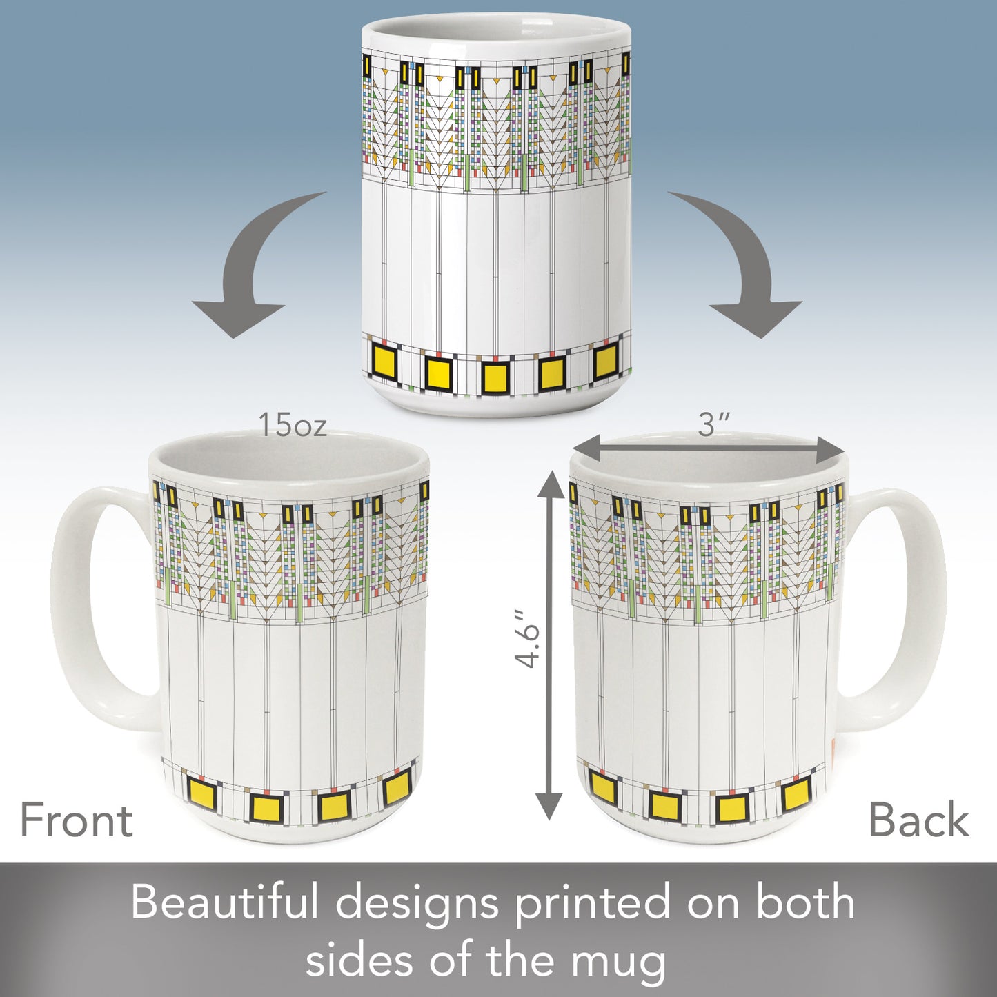 Highland Home Tree of Life Design by Frank Lloyd Wright 15 oz. Ceramic Mug Manufactured in the USA Dishwasher Safe Microwave Safe