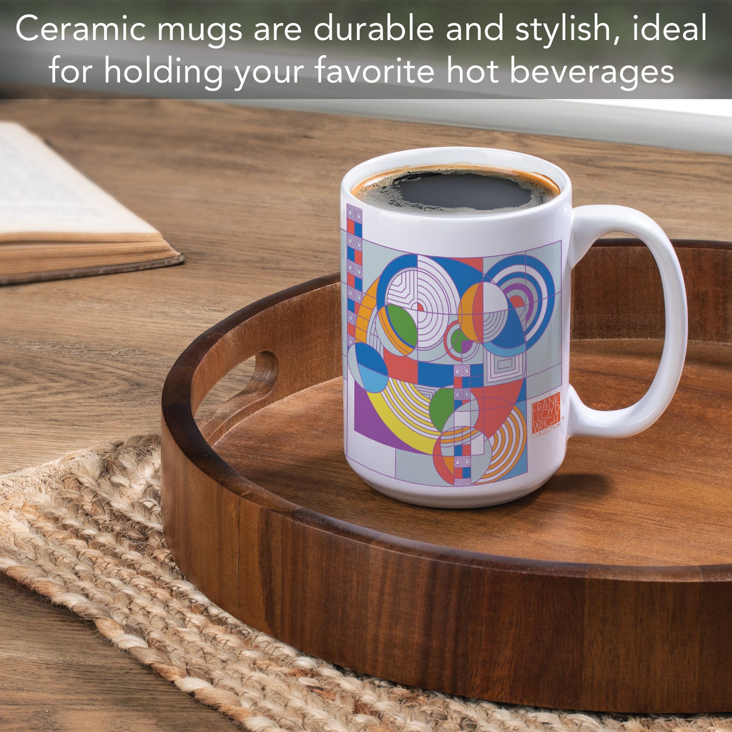 Highland Home Hoffman Rug Design by Frank Lloyd Wright 15 oz. Ceramic Mug Manufactured in the USA Dishwasher Safe Microwave Safe