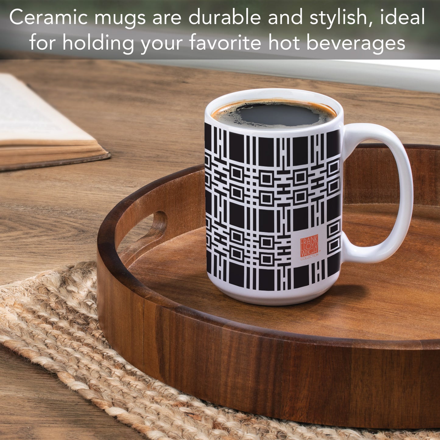 Highland Home Midway Gardens Wall Pattern by Frank Lloyd Wright 15 oz. Ceramic Mug Manufactured in the USA Dishwasher Safe Microwave Safe