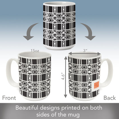 Highland Home Midway Gardens Wall Pattern by Frank Lloyd Wright 15 oz. Ceramic Mug Manufactured in the USA Dishwasher Safe Microwave Safe