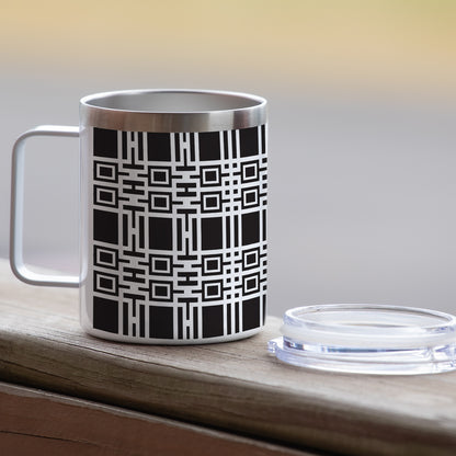 Highland Home Midway Gardens Wall Pattern by Frank Lloyd Wright on Stainless Steel Mug with Lid 12 oz. Manufactured in the USA
