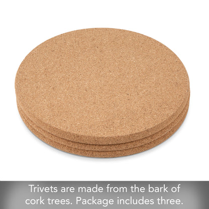 Thirstystone Cork 3 Pack Trivet, Tan, Brown