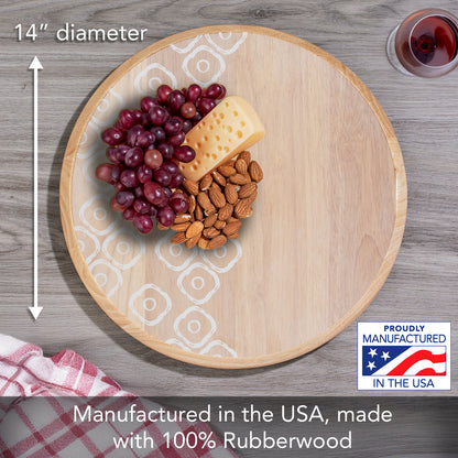 Thirstystone Whitewash Rubber Wood Lazy Susan Turntable 14" Diameter Condiment Caddy, Charcuterie Board, Serving Turntable