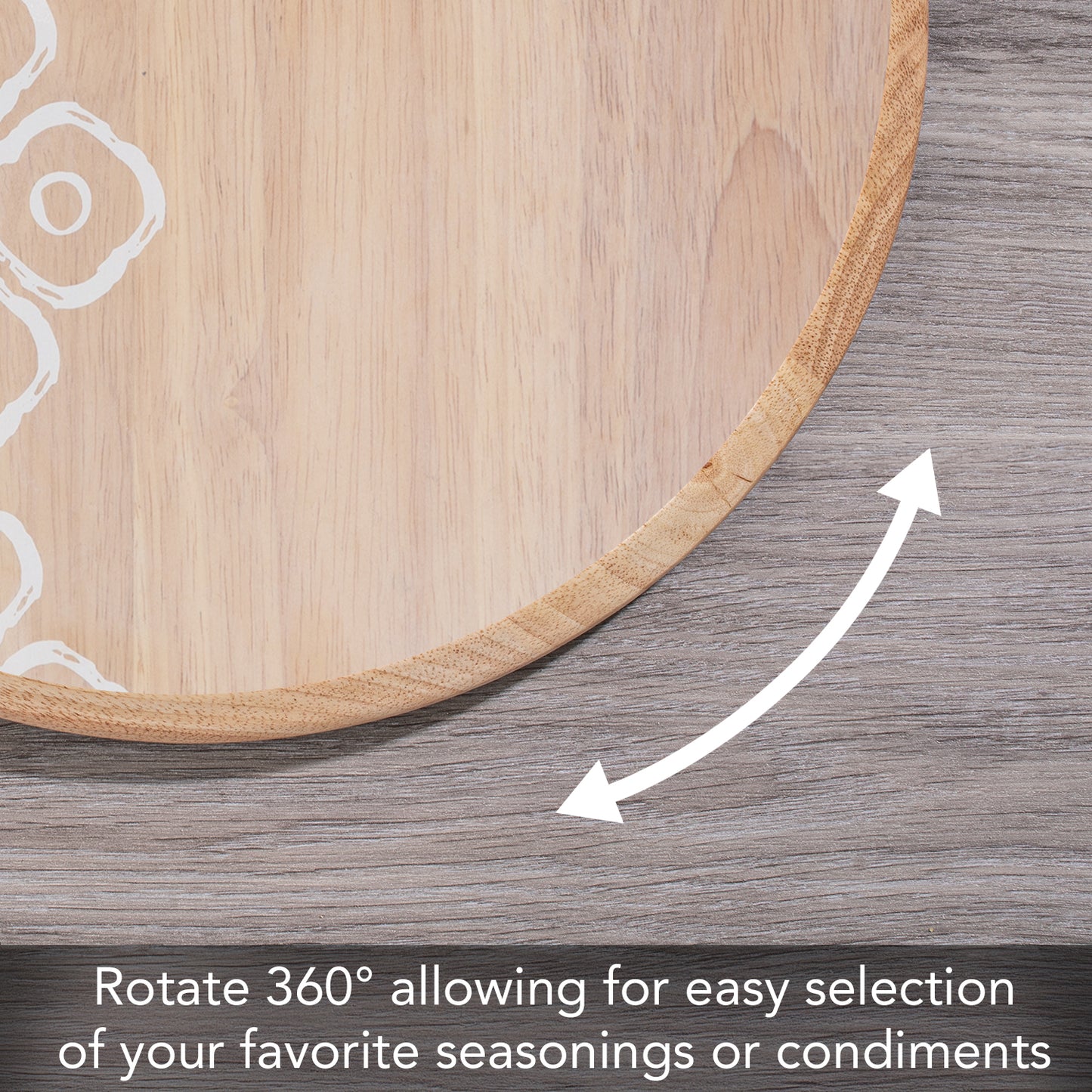 Thirstystone Whitewash Rubber Wood Lazy Susan Turntable 14" Diameter Condiment Caddy, Charcuterie Board, Serving Turntable