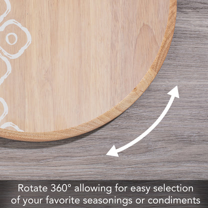Thirstystone Whitewash Rubber Wood Lazy Susan Turntable 14" Diameter Condiment Caddy, Charcuterie Board, Serving Turntable