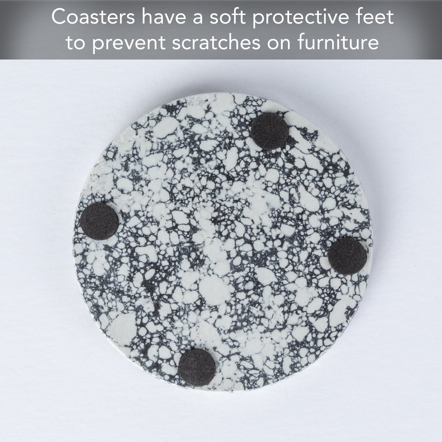 Thirstystone 4 Pack Black Grey & White Round Resin Coasters 4" Round Heat Tolerant Protects Surfaces Easily Wipes Clean