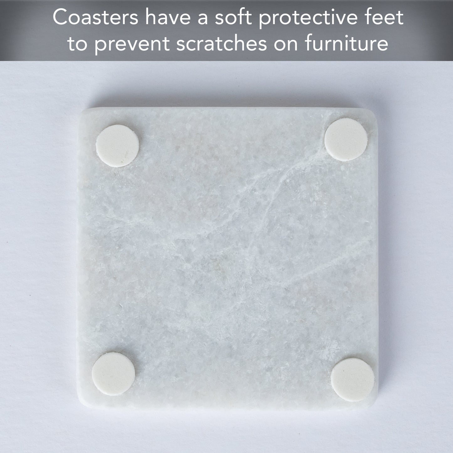 Thirstystone Natural White Marble Decorative Coaster 4-Pack Elegant, Luxurious, and Durable
