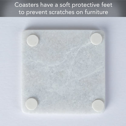 Thirstystone Natural White Marble Decorative Coaster 4-Pack Elegant, Luxurious, and Durable