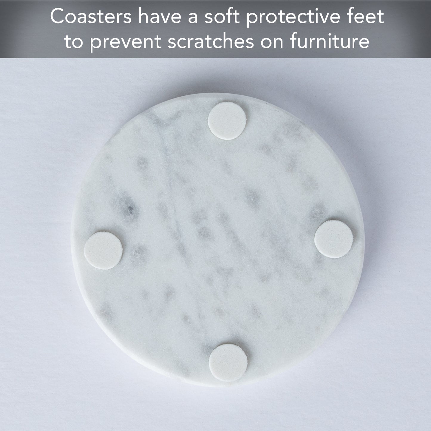 Thirstystone 4 Pack Natural White Marble Round Coasters 4.5" Diameter Elegant Heat Tolerant Easily Wipes Clean