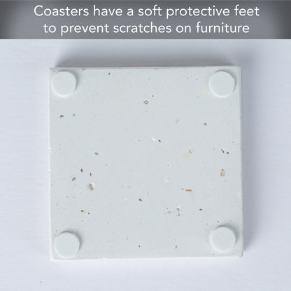 Thirstystone Natural Terrazzo Coasters with White & Black Speckles 4 Pack Protective Felt Feet Included