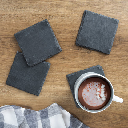 Thirstystone 4 Pack Natural Gray Slate Coasters with Protective Backing Elegant, Heat Tolerant, Easily Wipes Clean