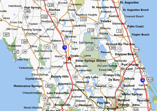 Facility exterior with Florida context, or stylized map of Ocala