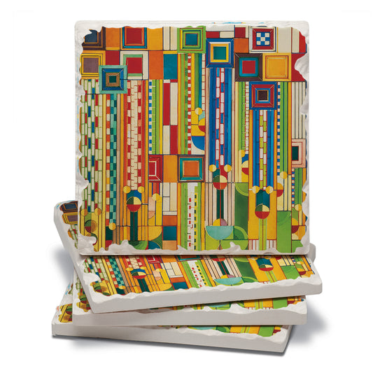 Frank Lloyd Wright 4 Pack Sagauro Forms Absorbent Stone Coasters Manufactured in the USA