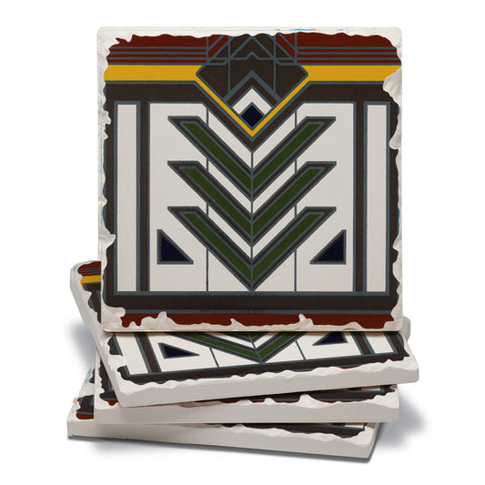 Frank Lloyd Wright 4 Pack Meyer May Design Absorbent Stone Coasters Manufactured in the USA