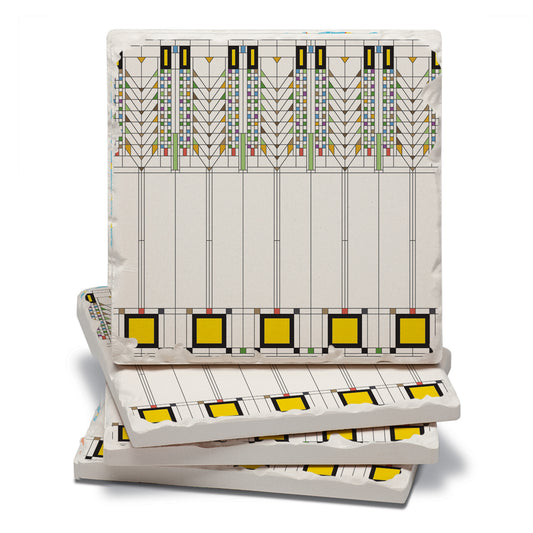 Frank Lloyd Wright 4 Pack Tree of Life Design Absorbent Stone Coasters Manufactured in the USA