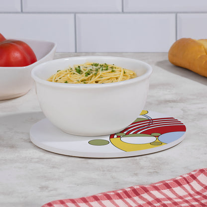Cabaret Dinnerware Pattern I from F.L.W. Foundation on 8" Round Stone Trivet Manufactured in The USA Heat Tolerant Easily Wipes Clean