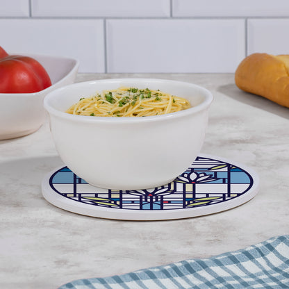 Waterlilies by Frank Lloyd Wright on 8" Round Stone Trivet Manufactured in The USA Heat Tolerant Easily Wipes Clean