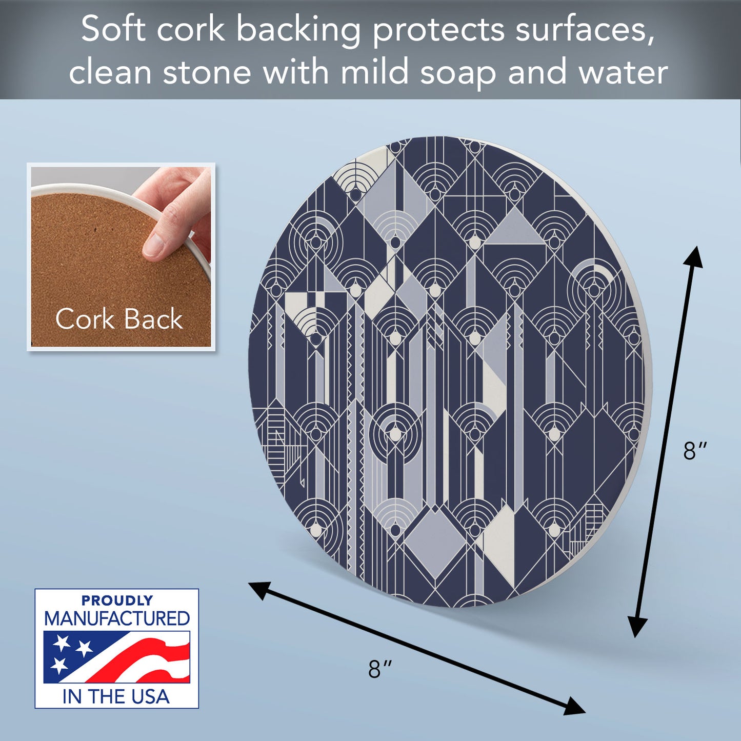 April Showers Design by Frank Lloyd Wright on 8" Round Stone Trivet Manufactured in The USA Heat Tolerant Easily Wipes Clean