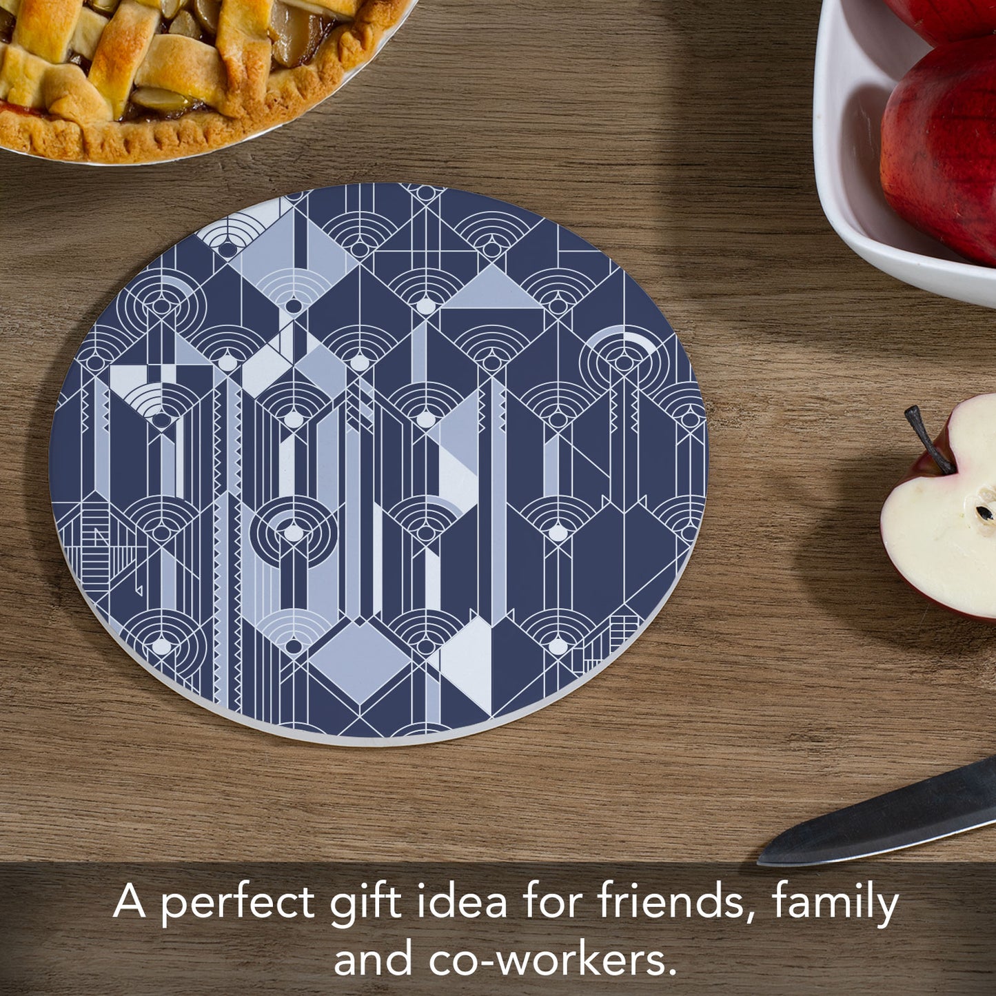 April Showers Design by Frank Lloyd Wright on 8" Round Stone Trivet Manufactured in The USA Heat Tolerant Easily Wipes Clean