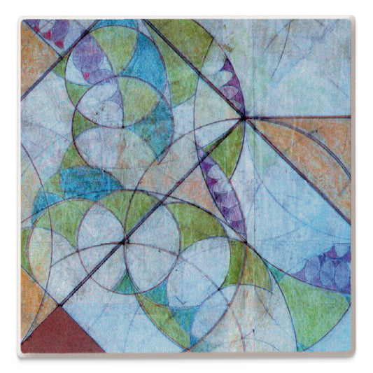 Frank Lloyd Wright's Bougainvillea Mural Design on 8" Square Stone Trivet Manufactured in the USA