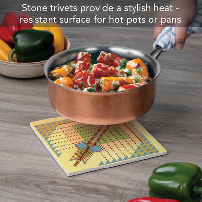 Imperial Arrow Design from F.L.W. Foundation on 8" Square Stone Trivet