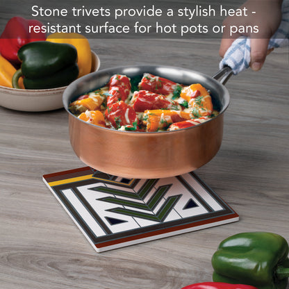 Meyer May House Collection from F.L.W. Foundation 8" Square Stone Trivet Manufactured in The USA Heat Tolerant Easily Wipes Clean