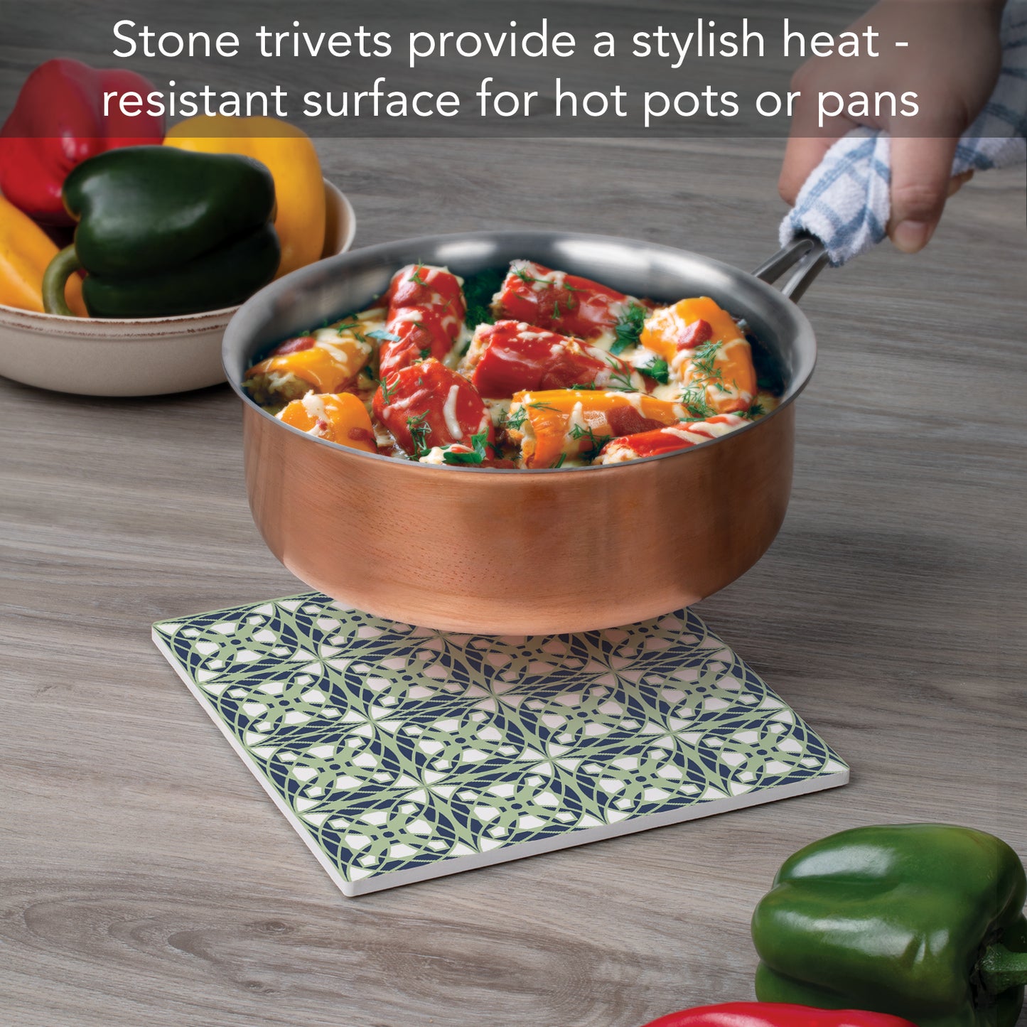 Frank Lloyd Wright's Luxfer Design on 8" Square Stone Trivet Manufactured in The USA Heat Tolerant Easily Wipes Clean