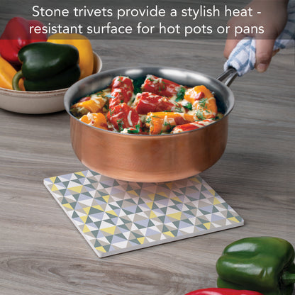 Frank Lloyd Wright's Taliesin Line II Design on 8" Square Stone Trivet Manufactured in The USA Heat Tolerant Easily Wipes Clean