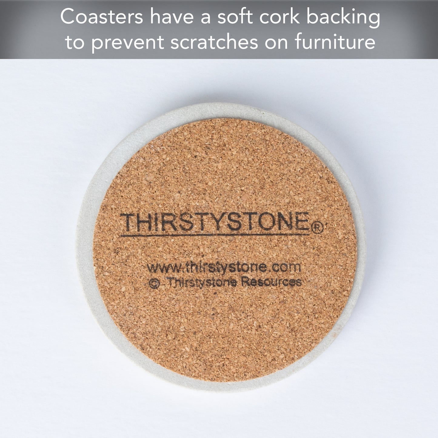 Thirstystone Natural Sandstone Coaster with Protective Cork Backing 4 Pack Eco-Friendly, Absorbent, Easily Wipes Clean