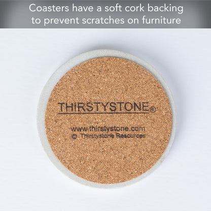 Thirstystone Natural Sandstone Coaster with Protective Cork Backing 4 Pack Eco-Friendly, Absorbent, Easily Wipes Clean