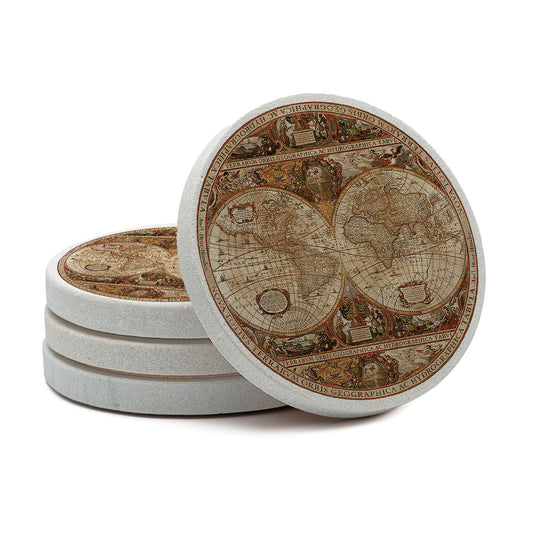 Thirstystone Old World Passages 4 Pack Natural Sandstone Coasters 4" Round