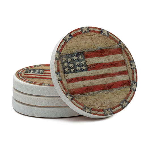 Thirstystone Americana 4 Pack Natural Sandstone Coasters 4" Round