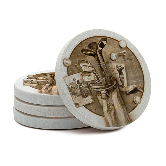 Thirstystone Golf Treasures 4 Pack Natural Sandstone Coasters 4" Round