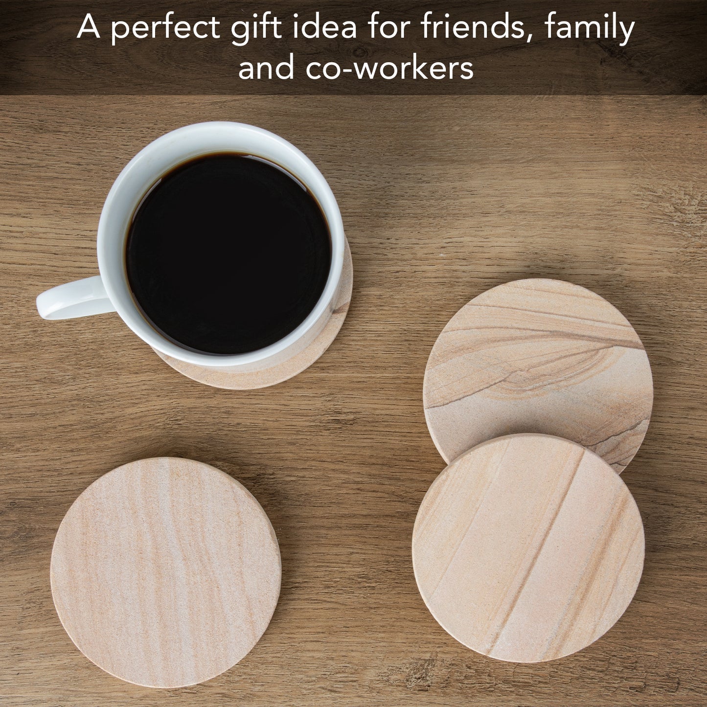 Thirstystone Brand - Desert Sand Coaster, Multicolor All Natural Sandstone - Durable Stone with Varying Patterns, Every Coaster Is An Original 4 inch round