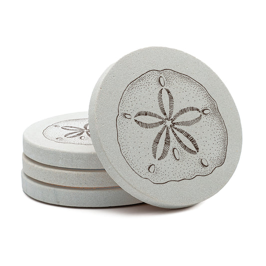 Thirstystone Sand Dollar 4 Pack Round Natural Sandstone Coasters 4" Round