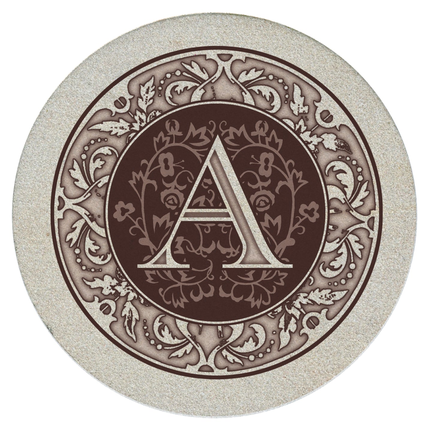 Thirstystone 4 Pack Monogram Natural Sandstone Coasters 4" Diameter