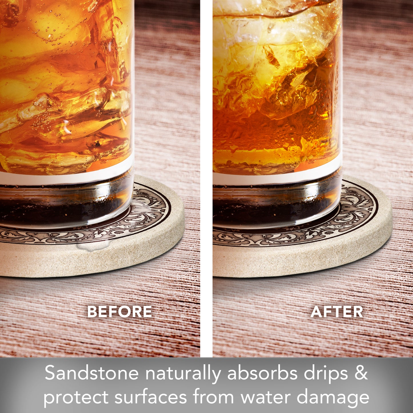 Thirstystone 4 Pack Monogram Letter B Sandstone Coasters in Bronze Iron Ram Coaster Holder