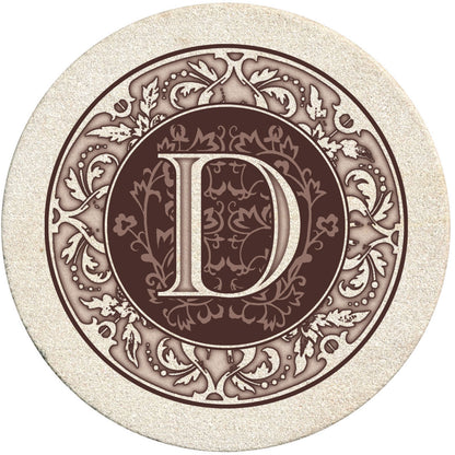 Thirstystone 4 Pack Monogram Natural Sandstone Coasters 4" Diameter