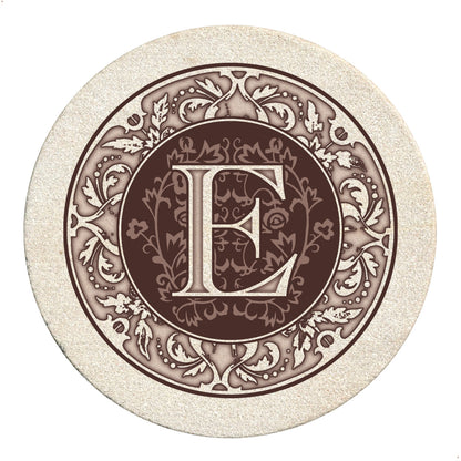 Thirstystone 4 Pack Monogram Natural Sandstone Coasters 4" Diameter