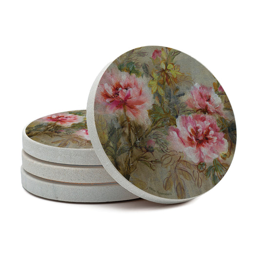 Thirstystone Paeona II Natural Sandstone Coaster 4 Pack 4" Round