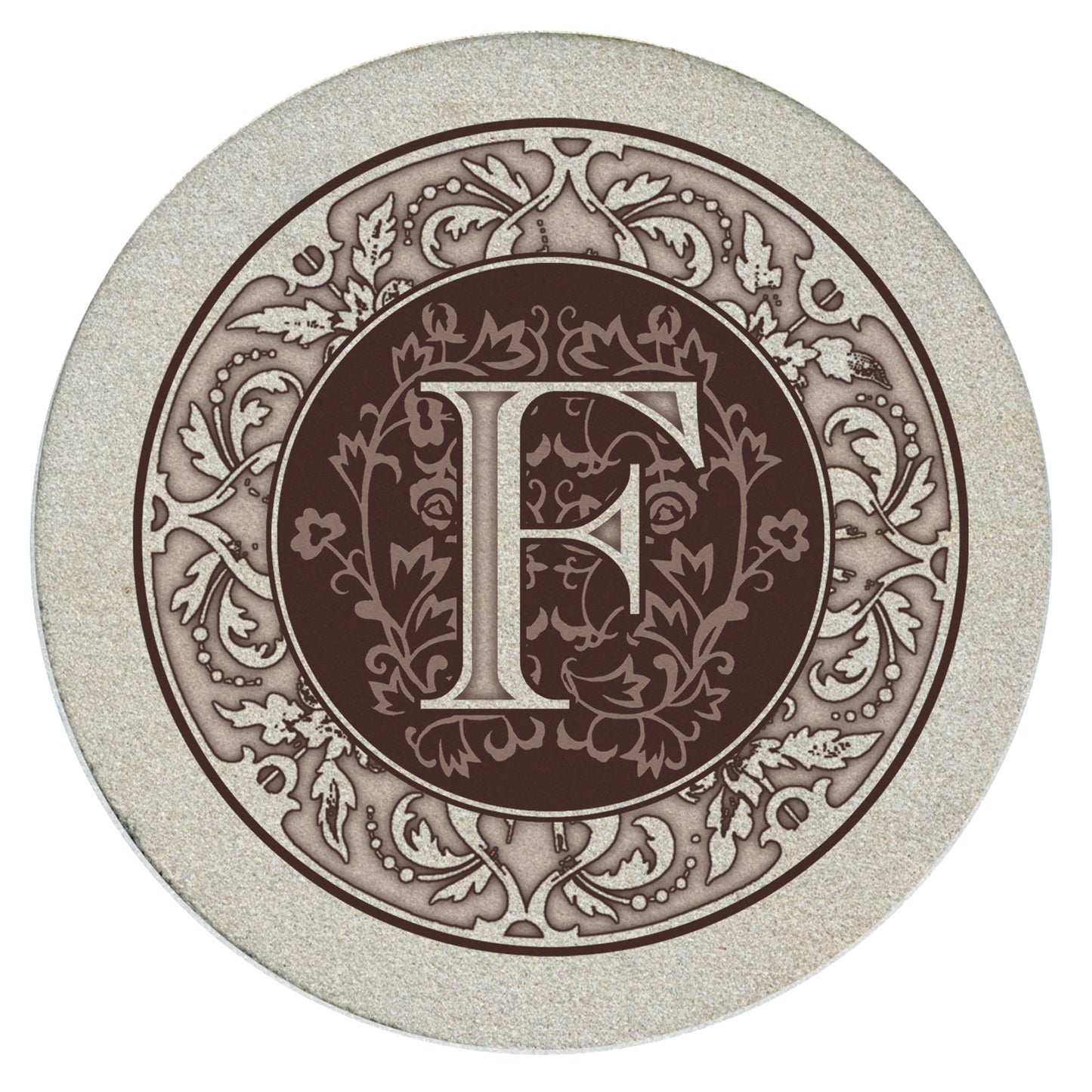 Thirstystone 4 Pack Monogram Natural Sandstone Coasters 4" Diameter