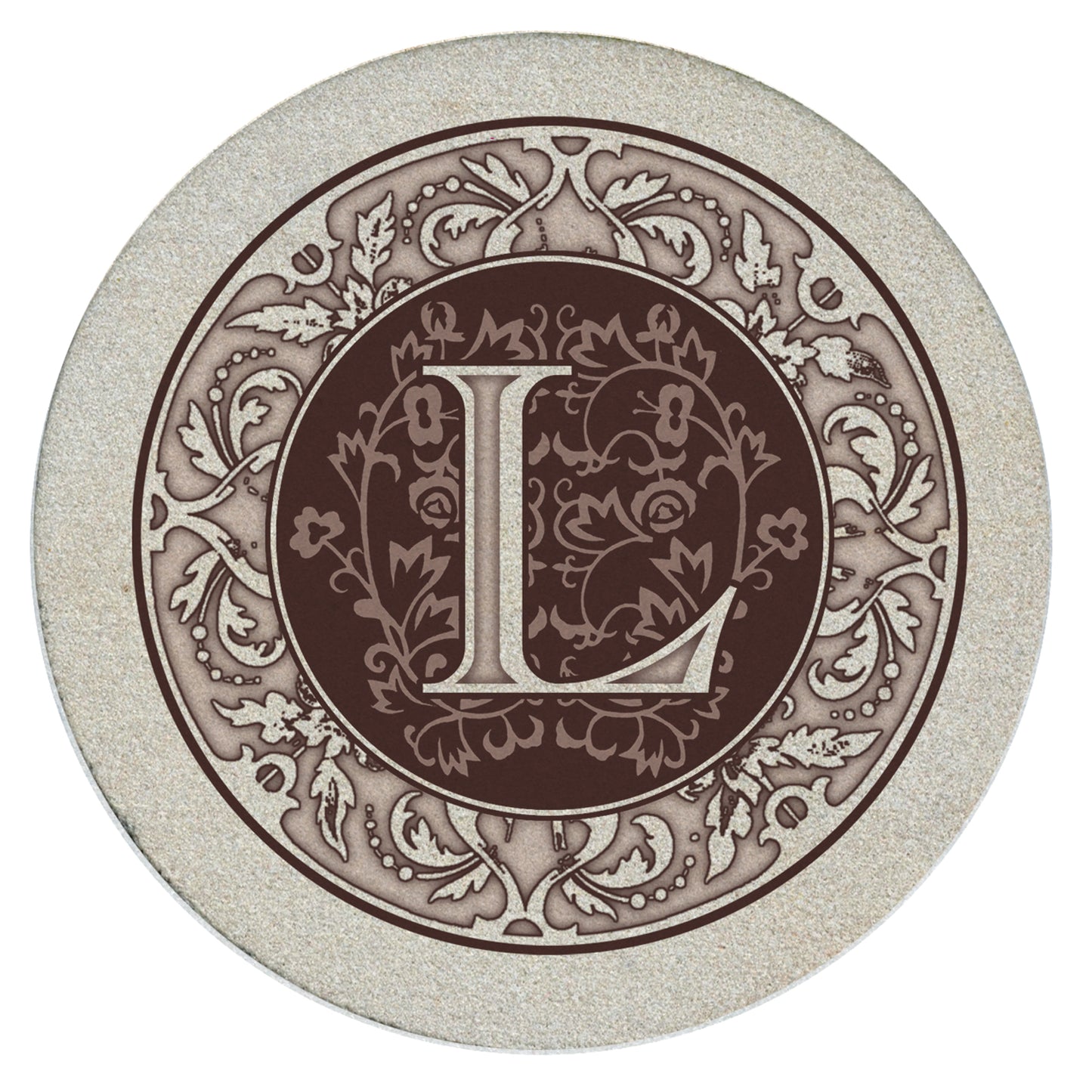 Thirstystone 4 Pack Monogram Natural Sandstone Coasters 4" Diameter