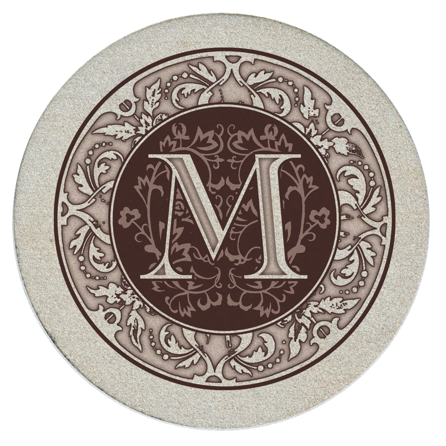 Thirstystone 4 Pack Monogram Natural Sandstone Coasters 4" Diameter