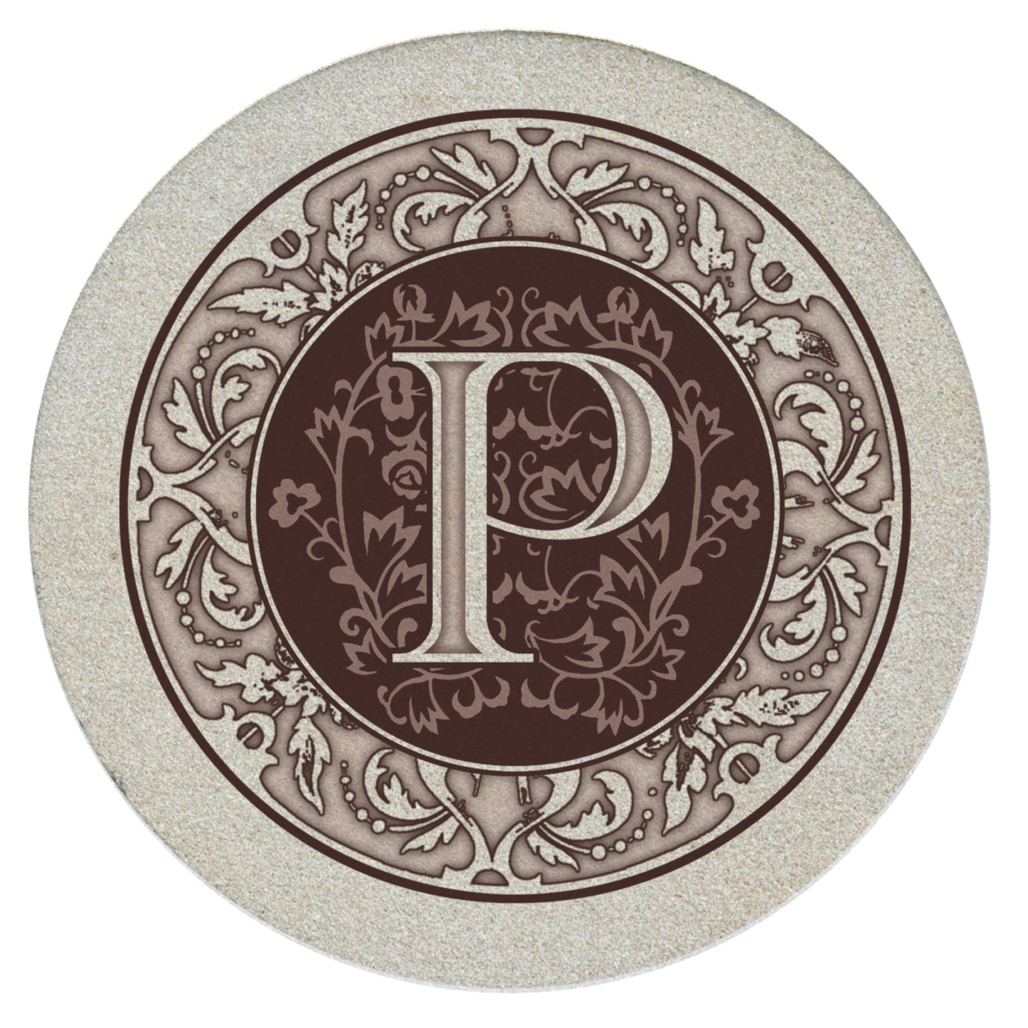 Thirstystone 4 Pack Monogram Natural Sandstone Coasters 4" Diameter
