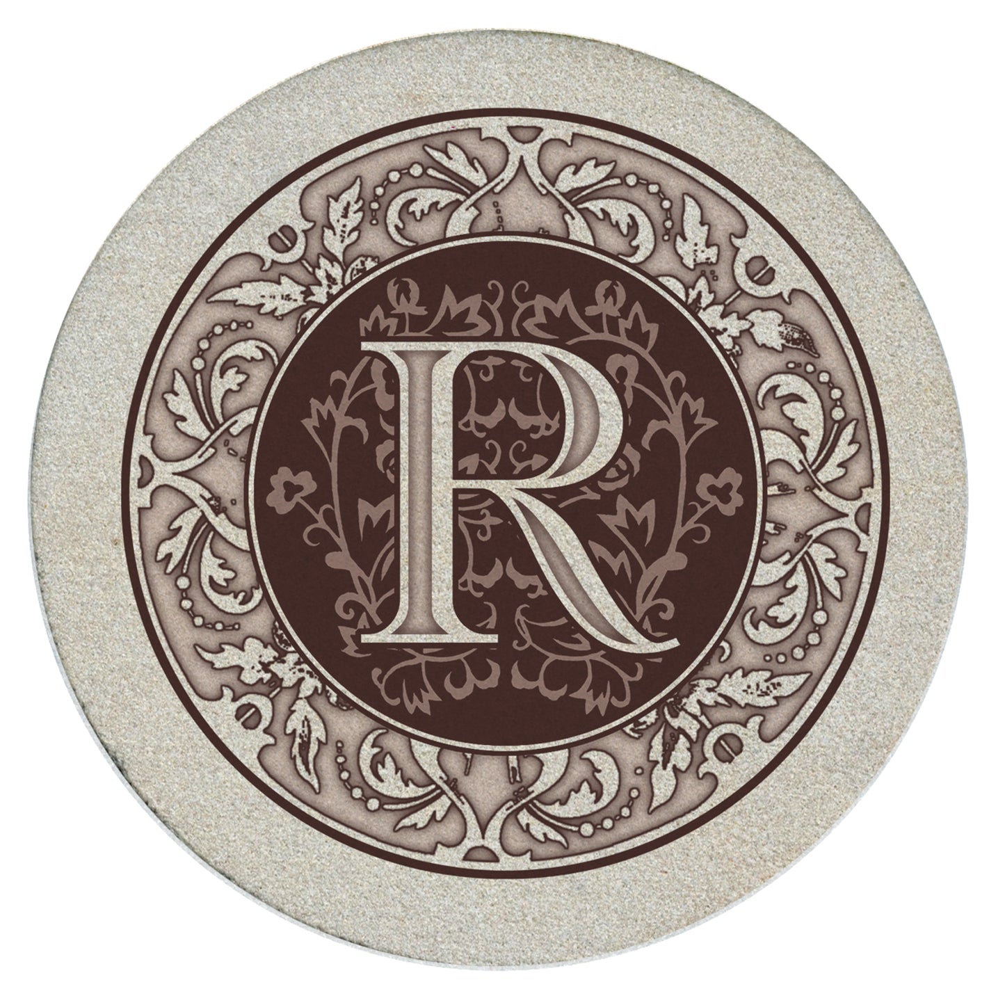 Thirstystone 4 Pack Monogram Natural Sandstone Coasters 4" Diameter